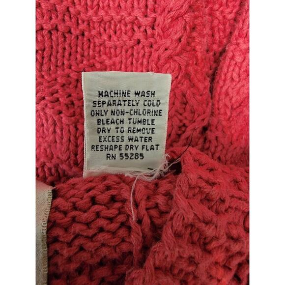 Vintage Express Sweater Womens SZ M Handknitted Fisherman Chunky Grandpa Pink - Picture 10 of 10